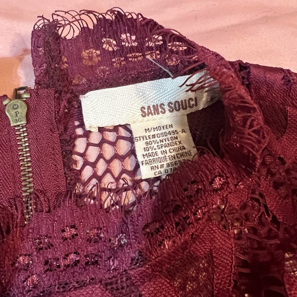Burgundy Lace Midi Dress (Medium) - Picture 4 of 4